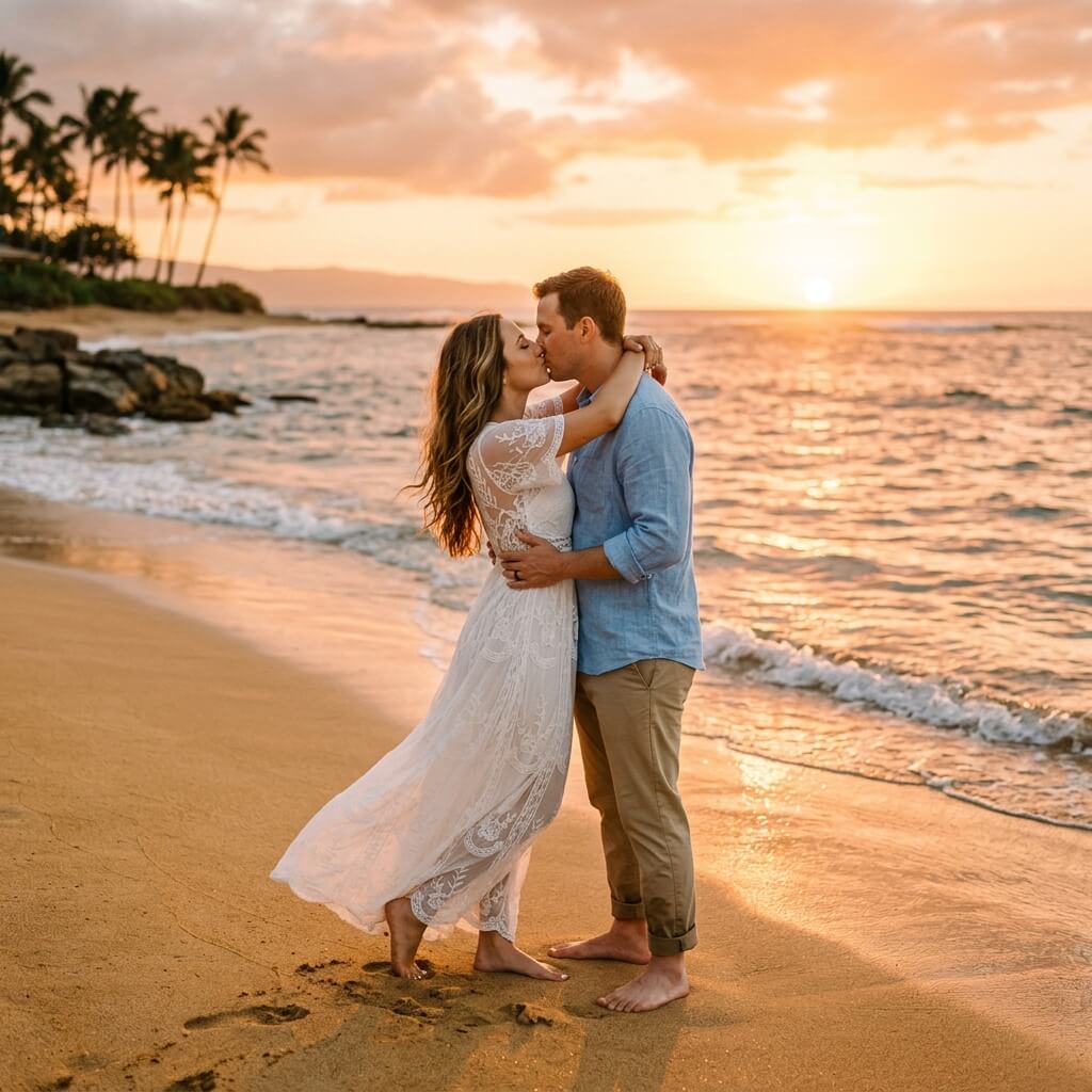Beach Sunset Kiss